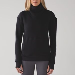 Lululemon Kick The Cold Funnel Neck Fleece Lined Sweatshirt In Black